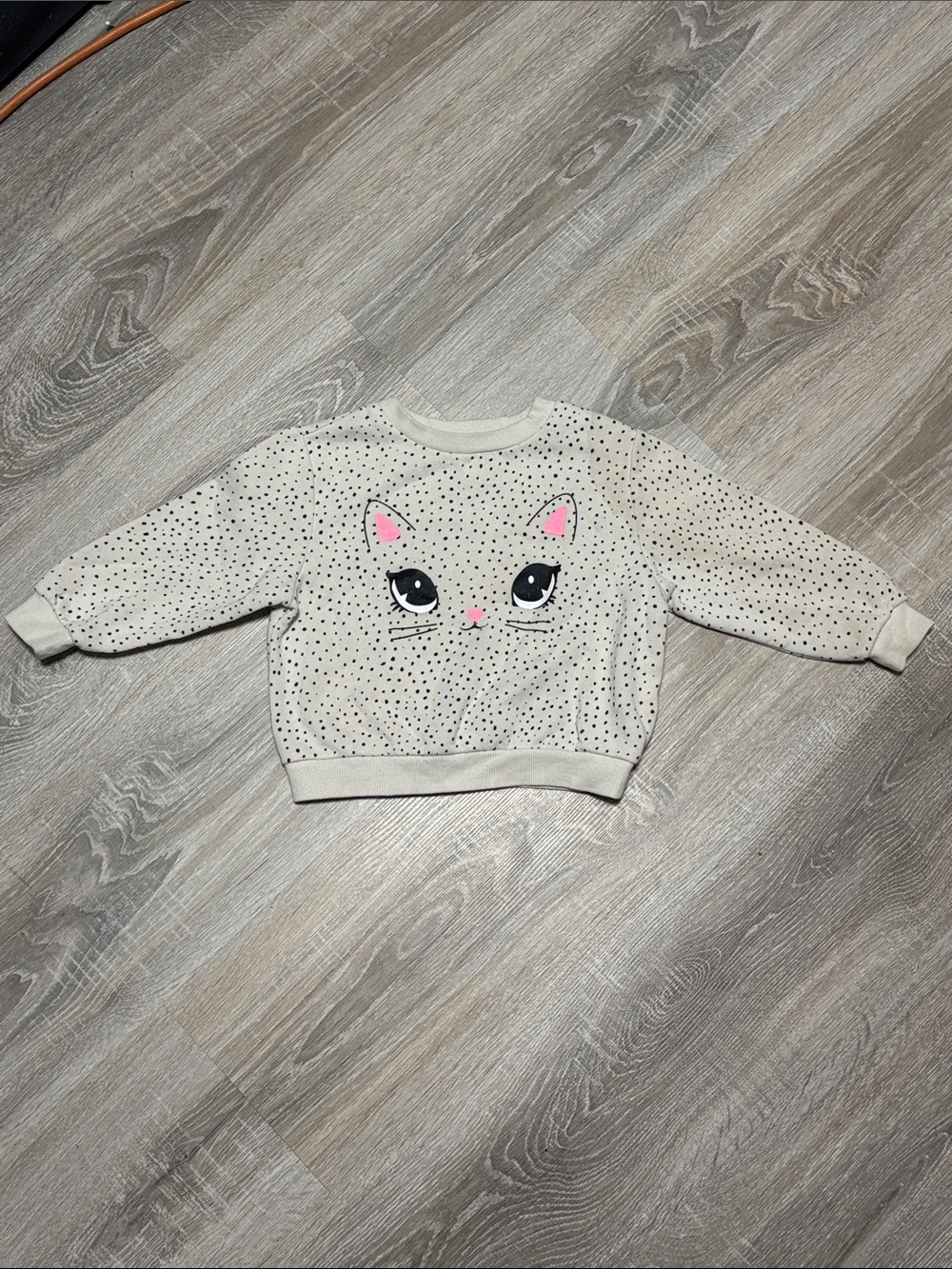 H&M Cream Dot Sweatshirt with Cat Face